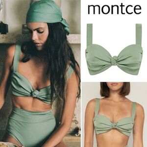 Montce Hayden Sage Green Bra with Knotted Front and Adjustable Straps Sz S 152$